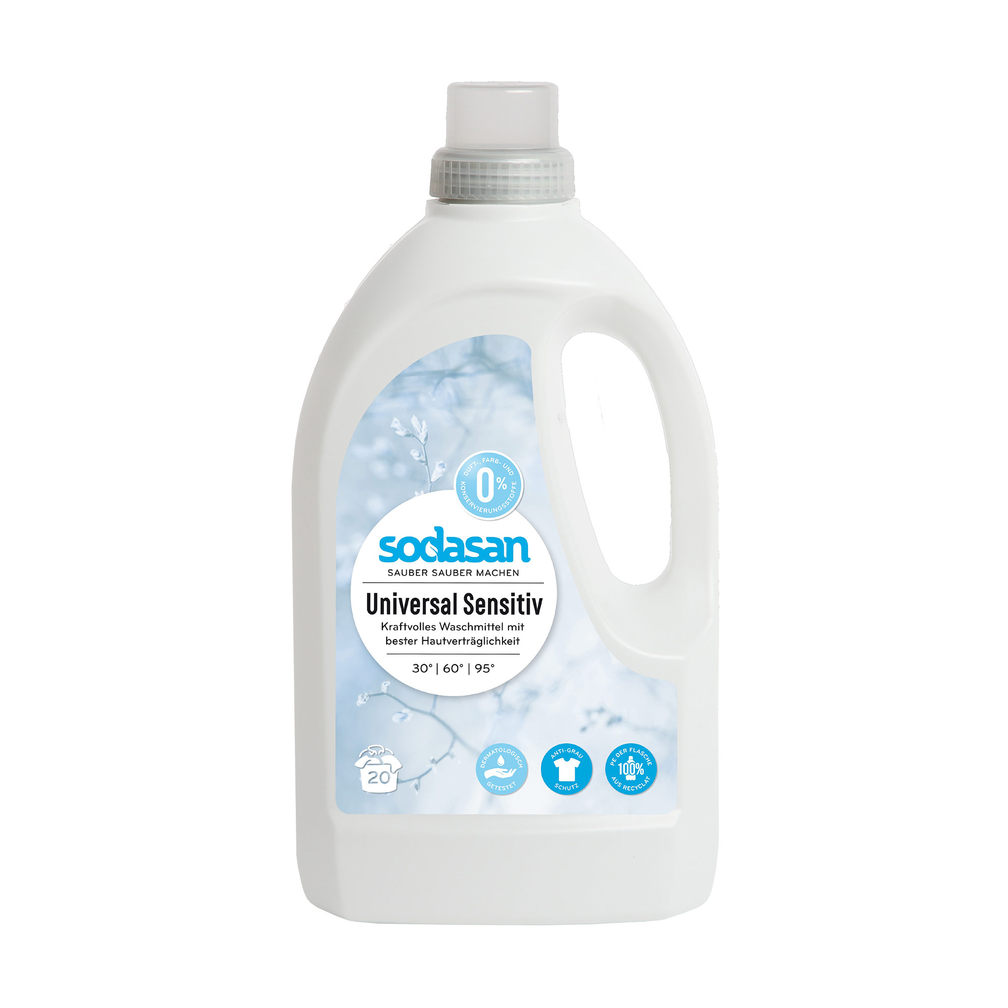 Органічний рідкий засіб для прання Sodasan Universal Sensitiv Bright &amp; White, 20 циклів прання, 1.5 л